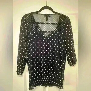 INC blue polka dots top.
